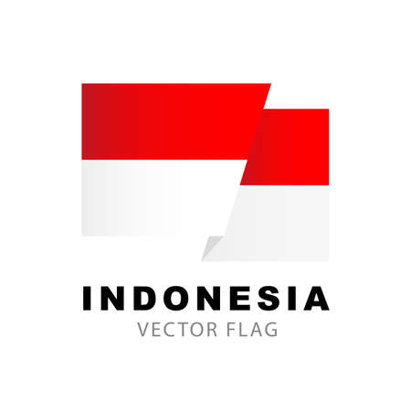 Flag of Indonesia. Vector illustration isolated on white background.のイラスト素材