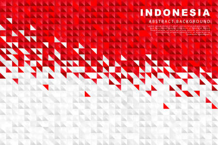 Flag of Indonesia. Abstract background of small triangles in the form of colorful red and white stripes of the Indonesian flag. vector illustration.のイラスト素材