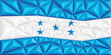 Abstract polygonal background in the form of colorful blue and white stripes of the Honduran flag. Polygonal flag of Honduras. vector illustration.のイラスト素材