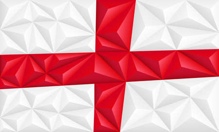 Abstract polygonal background in the form of colorful white and red stripes of the English flag. Polygonal flag of England. vector illustration.のイラスト素材