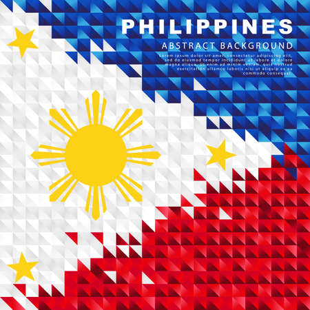 Flag of the Philippines. Abstract background of small triangles in the form of colorful blue, white and red stripes of the Philippine flag. vector illustration.のイラスト素材