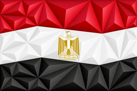 Abstract polygonal background in the form of colorful red, white and black stripes of the Egyptian flag. Polygonal flag of Egypt. vector illustration.のイラスト素材