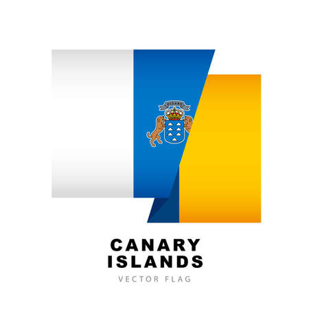 Flag of the Canary Islands. Vector illustration isolated on white background. Colorful Canary Islands flag.のイラスト素材