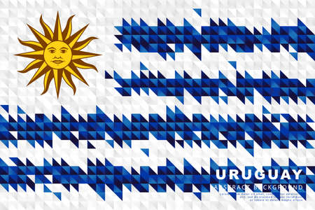 Flag of Uruguay. Abstract background of small triangles in the form of colorful blue and white stripes of the Uruguayan flag. vector illustration.のイラスト素材