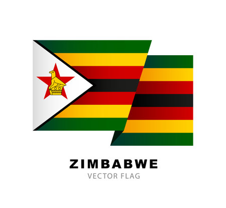 Flag of Zimbabwe. Vector illustration isolated on white background. Colorful Zimbabwe flag logo.のイラスト素材