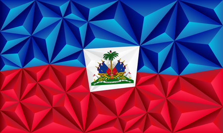 Abstract polygonal background in the form of colorful blue, red and white pyramids. Polygonal flag of Haiti. vector illustration.のイラスト素材