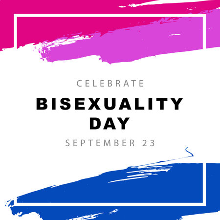 The flag of bisexual pride. September 23, Celebration of Bisexuality Day. Pink, purple and blue brush strokes drawn by hand. sexual identification.のイラスト素材