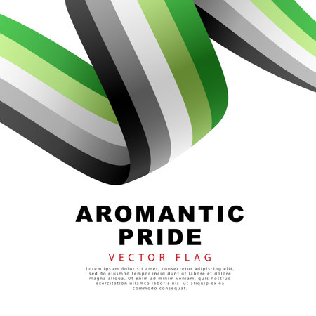Ribbon in the form of a flag of aromatic pride. sexual identification. A colorful logo of one of the LGBT flags. Vector illustration on a white background.のイラスト素材