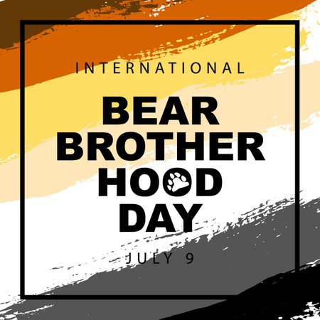 The flag of the bear brotherhood. July 9, the International Day of the Bear Brotherhood. Brown, orange, yellow, white, gray and black brush strokes drawn by hand. sexual identification.のイラスト素材