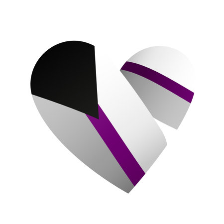 Ribbon in the colors of the flag of demisexual pride in the shape of a heart. Limited sexual attraction. A colorful logo of one of the LGBT flags. sexual identification. vector illustration.のイラスト素材