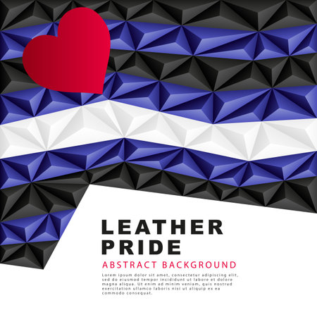 Polygonal flag of leather pride. Abstract background in the form of colorful black, blue and white pyramids. sexual identification. vector illustration.のイラスト素材