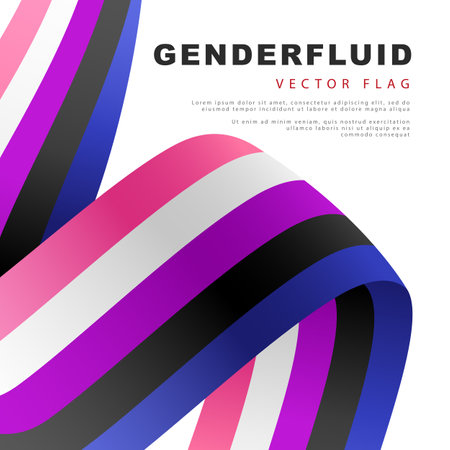 Ribbon in the form of a flag of gender fluid pride. sexual identification. Colorful logo of one of the LGBT flags. Vector illustration isolated on white background.のイラスト素材