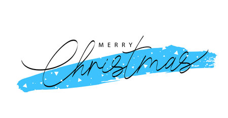Stylish hand-drawn description. Merry Christmas. Beautiful calligraphy. New Year greeting card. Fashionable modern font. Lettering. Vector illustration on a white background.のイラスト素材