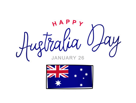 Major holiday in Australia is January 26 - the National Day of Australia. Day of the first landing. Australian flag. Vector illustration on a white background.のイラスト素材