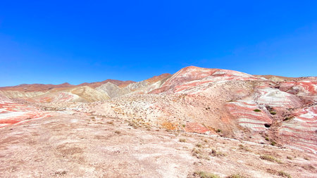 Agate mountains. Candy Mountains. Fantastic panorama of the Khizi Mountains. The landmark of...
