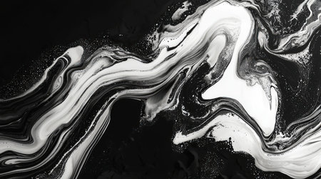 Mysterious spots, lines and dots in the stormy sky. The cosmic universe. A black and white painting depicting a wave with white streaks. There is something dark and mystical about this painting. Abstract wallpaper. Stylish backdropの素材