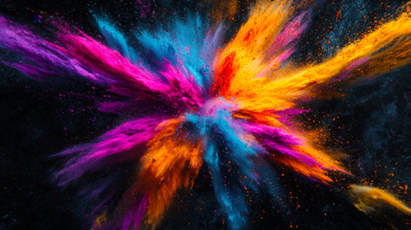 Awesome wallpaper. Colorful fireworks. The concept of orgasm. The origin of the idea. The colors are bright and vibrant, creating a feeling of energy and excitement. This explosion looks like a work of art.の素材