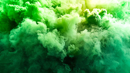 A dangerous green thick swirling fog. A green cloud of smoke with a greenish-blue tinge. The smoke is thick and dense. The idea of chaos. The chemical green pattern. A swirling poisoned background.の素材