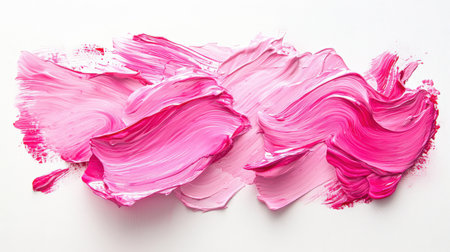Pink and white expressive brushstroke on a white background, hand-drawn. Brush strokes are dense and bold, creating a sense of movement and energy. Pink and white colors evoke a feeling of warmth and playfulnessの素材