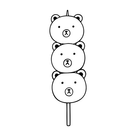 Japanese dessert bear dango hand drawn illustrationのイラスト素材