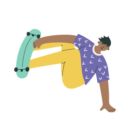Hand drawn man skateboarder illustrationのイラスト素材