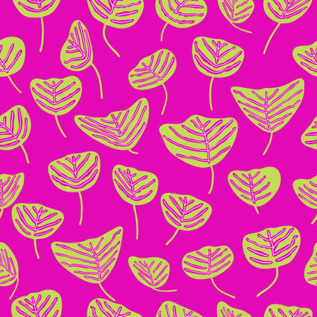 Bright seamless pattern with exotic leavesのイラスト素材