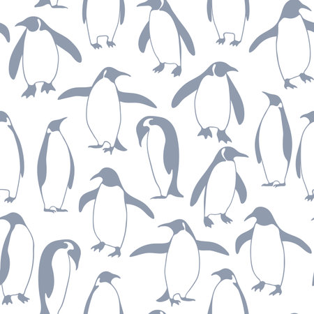 Seamless pattern with penguins on white backgroundのイラスト素材
