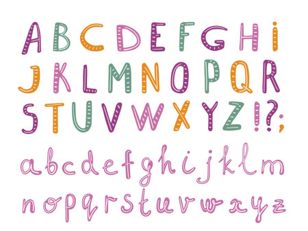 Hand drawn colorful uppercase and lowercase lettersのイラスト素材
