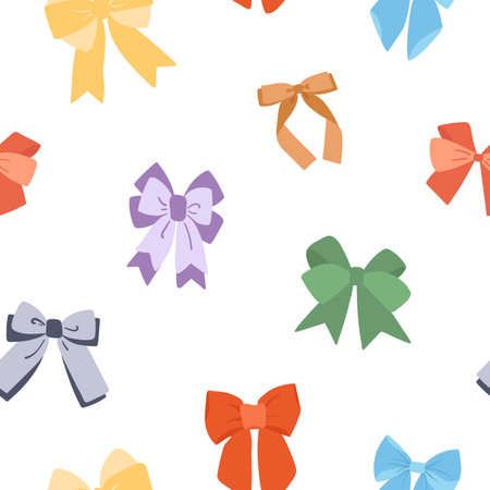 Hand drawn colorful bows seamless patternのイラスト素材