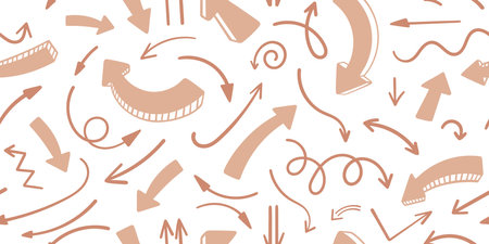 Hand drawn pink bold and thin arrows seamless pattern. Simple design for fabric, textile, wrapping paper, coverのイラスト素材