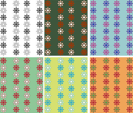 assembly patterns in color on six different backgroundsのイラスト素材