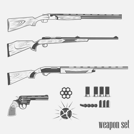 set of weapons in vintage style on a white backgroundのイラスト素材