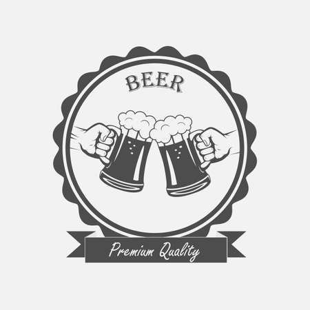 mug of beer in his hand in black and white styleのイラスト素材