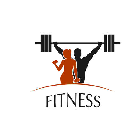 label fitness club with the image of women and men - vectorのイラスト素材