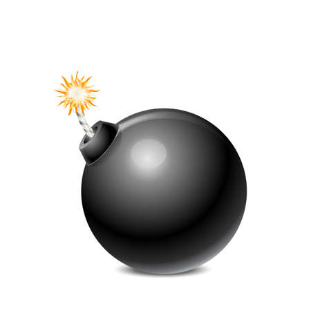 Black Bomb, Isolated On White Background, Vector Illustrationのイラスト素材