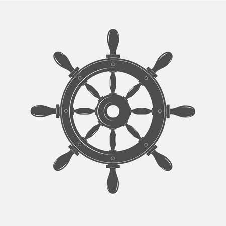 Boat steering wheel vector icon on white background.のイラスト素材