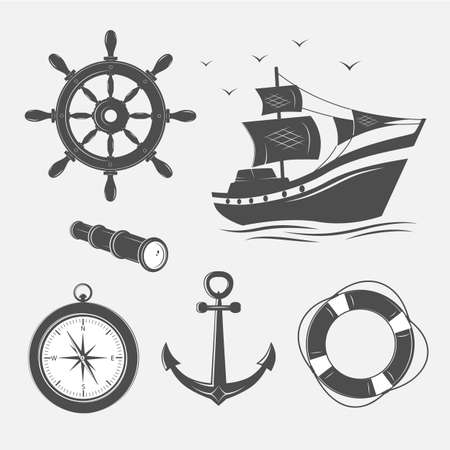 Items on the marine themeのイラスト素材