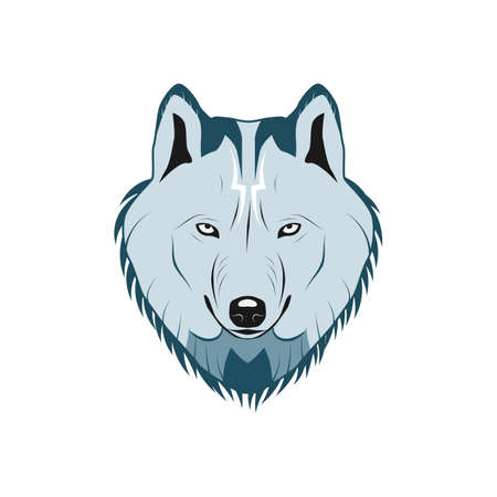 Color wolf head logo, icon - vector illustrationのイラスト素材