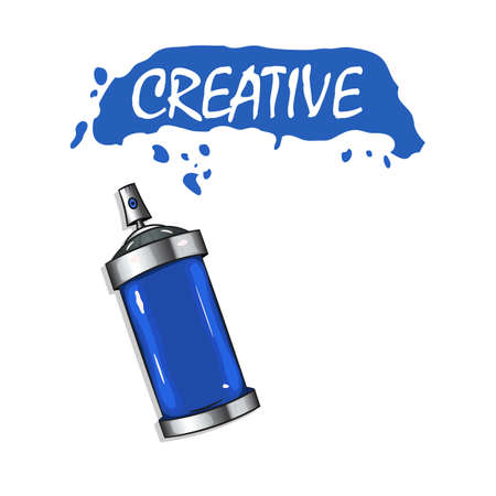Vector logo sprays with blue paint. Creative labelのイラスト素材