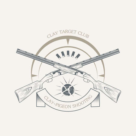vintage clay target and gun club labelsのイラスト素材
