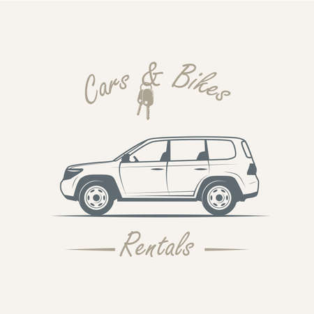 Car rental logo in vintage style - vector illustrationのイラスト素材