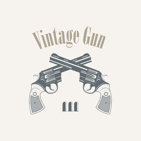 pistols revolvers in vintage style - vector illustrationのイラスト素材