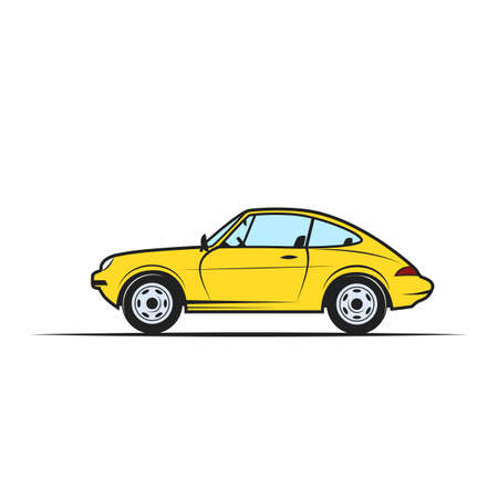 Hand-drawn vector yellow car