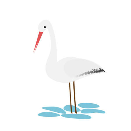 Stork icon in cartoon style isolated on white background.のイラスト素材