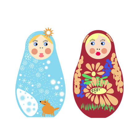 Set of Russian nesting dolls, Matryoshka illustration.のイラスト素材