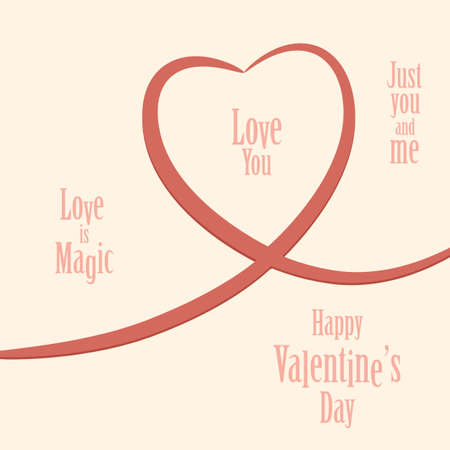 Valentines card with line heart and Love is Magic phraseのイラスト素材