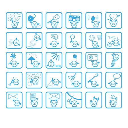 People face cartoon vector iconsのイラスト素材