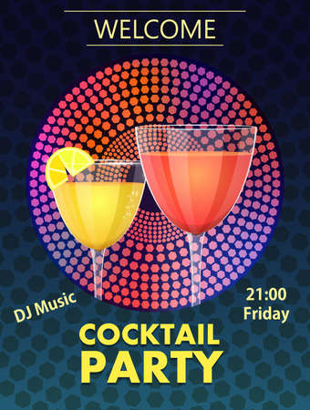 Cocktail Party Invitation Card with picture of two glassesのイラスト素材