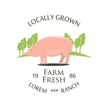 Fresh Farm Produce and logo - vector illustration.のイラスト素材