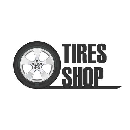 Tire wheel service, shop, garage - flat vector illustrationのイラスト素材